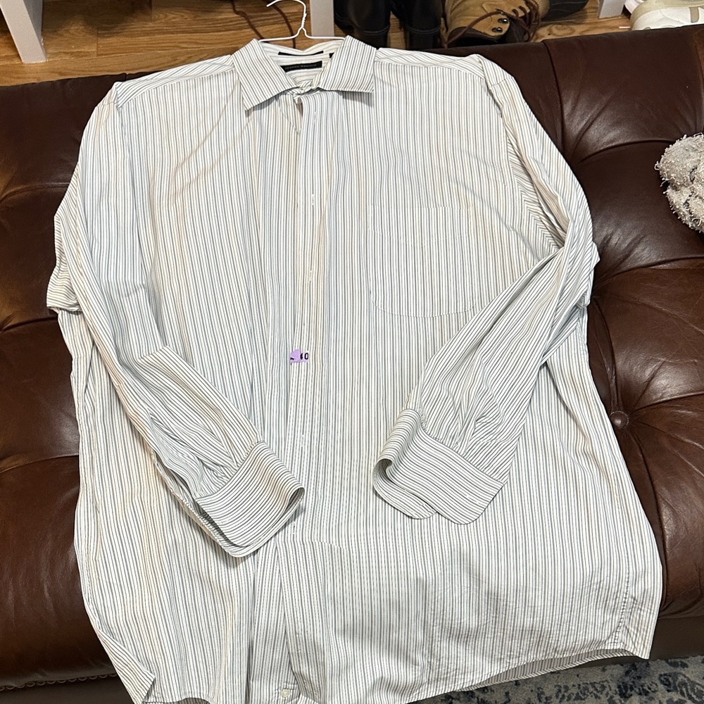Joseph Abboud Men's White Striped Button Down Shirt